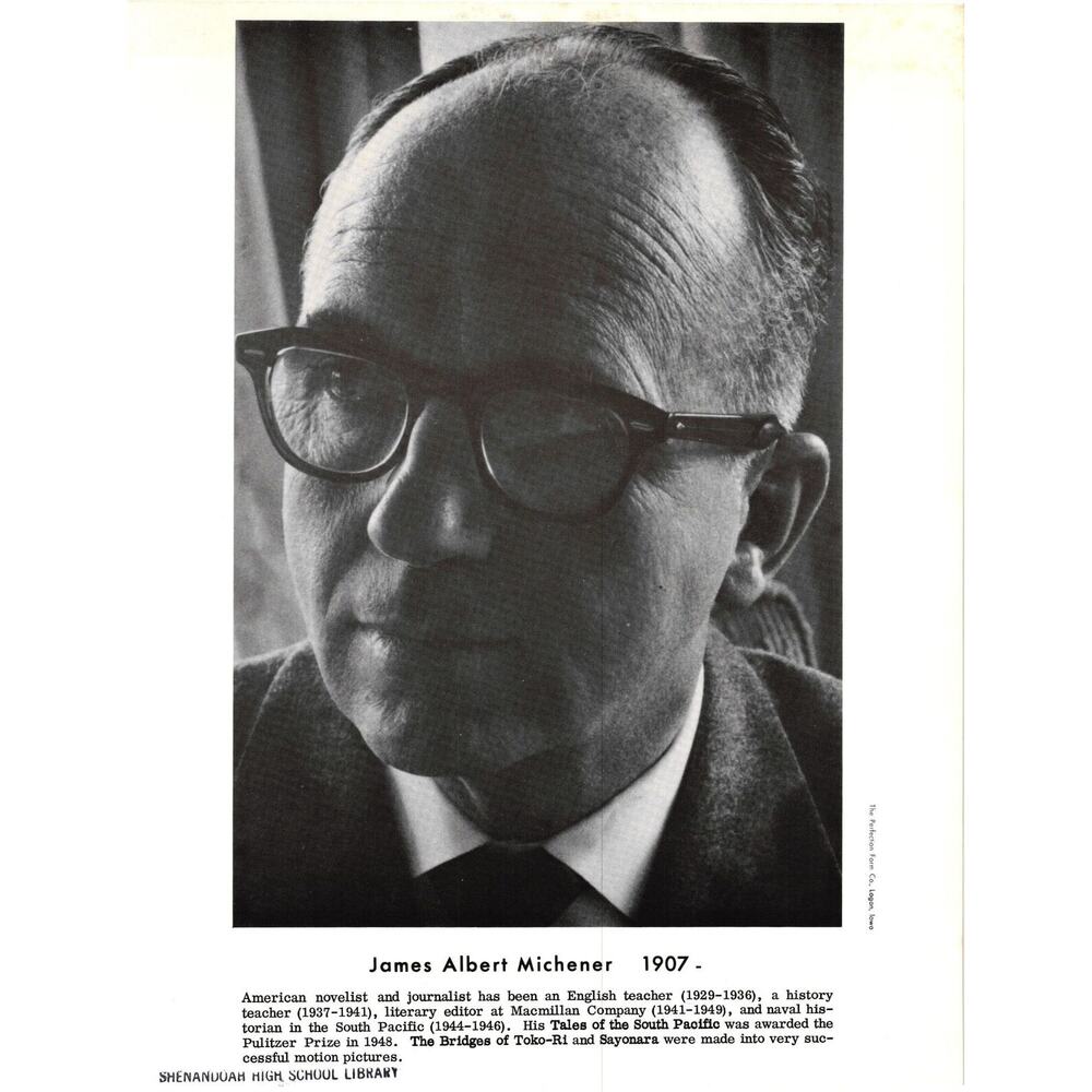 James Albert‎ Michener Author Portrait The Perfection Form Co American Novelist